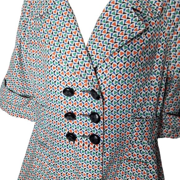 Womens Trench Coat Size Small Double Breasted Allover Print - Picture 1 of 7
